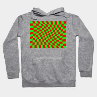 Twisted Checkered Square Pattern - Green & Red Hoodie